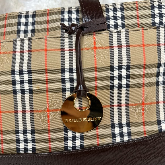 Vintage Burberry Horseferry Check Leather Trimmed Top Handle Bag - Picture 2 of 10